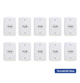 Kit 10 Conjuntos Tomada Branca 10a 4x2 - Tramontina Lux2 